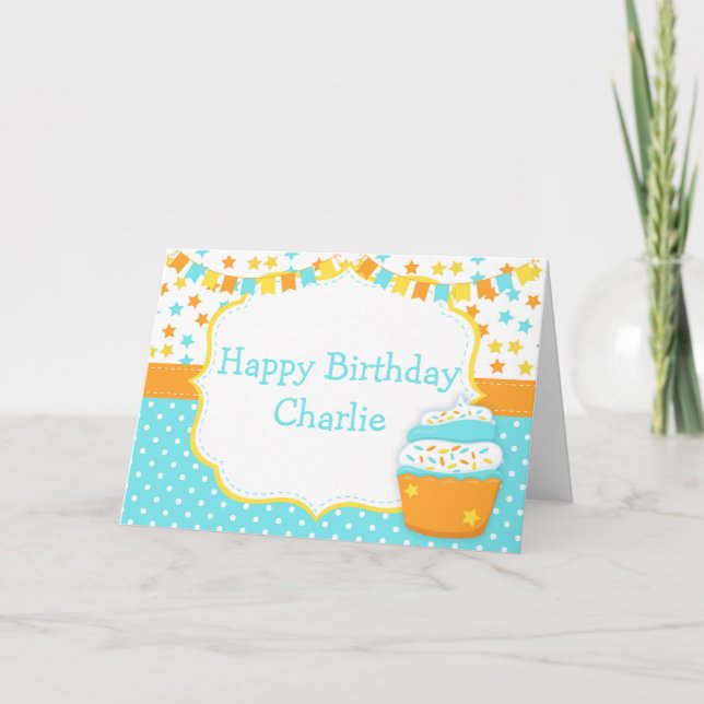 Cupcake and Sprinkles Birthday Party  Card (Front)