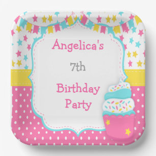 Cupcake and Sprinkles Birthday Party Paper Plate