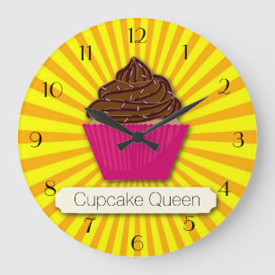 Cupcake and Sunshine Personalize Add your Text Large Clock