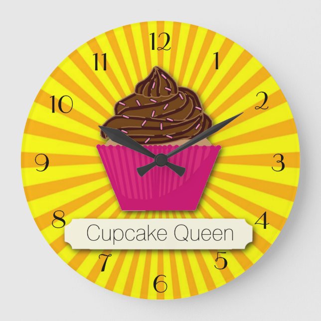 Cupcake and Sunshine Personalize Add your Text Large Clock (Front)