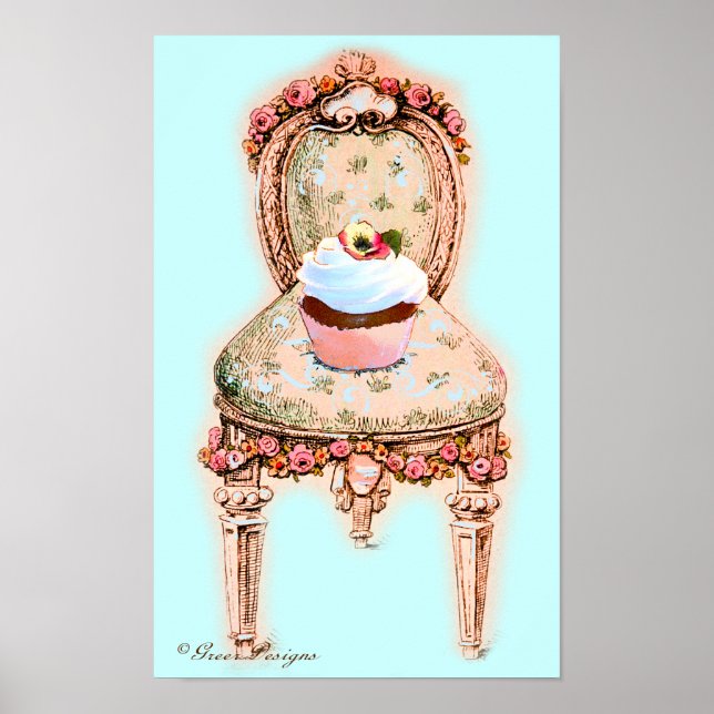 Cupcake and Victorian Chair Poster (Front)