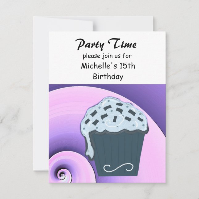 Cupcake Anniversaire Fête Invitation (Devant)