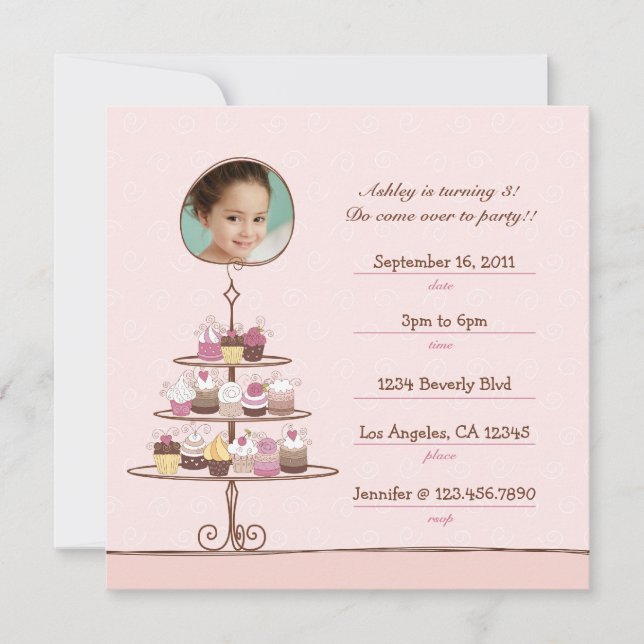 Cupcake Anniversaire Fête Invitation (Devant)