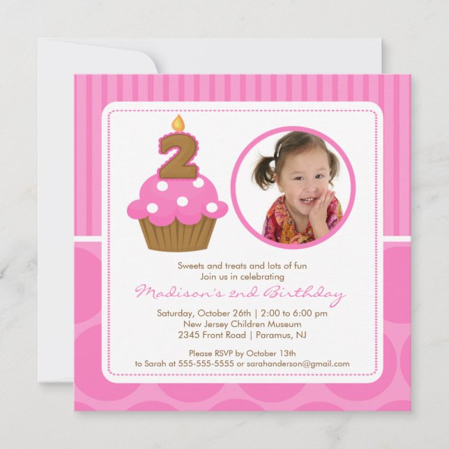 Cupcake Anniversaire Invitation 2e Anniversaire ro (Devant)