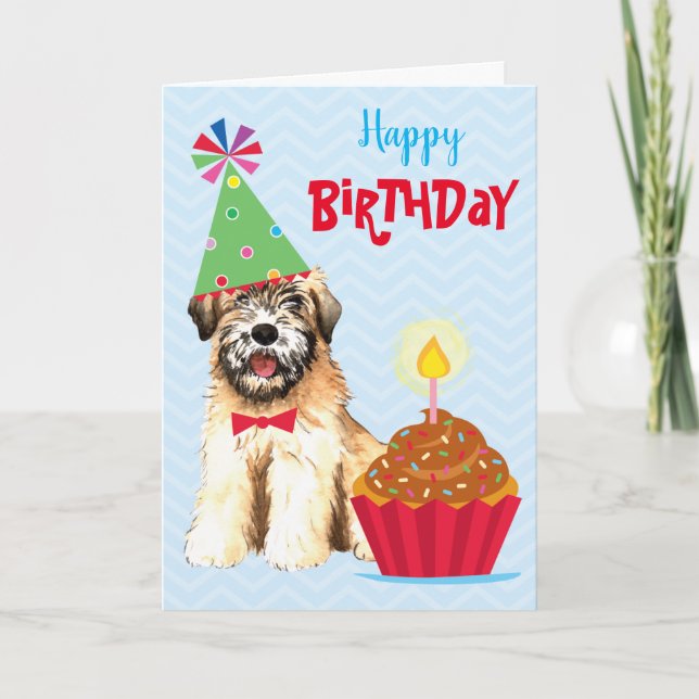 Cupcake Anniversaire Soft Coated Wheaten Carte Ter (Devant)
