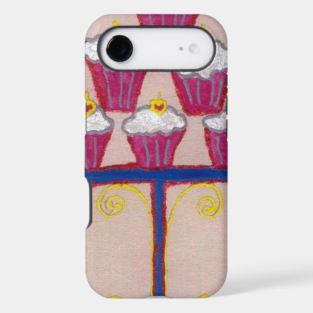 Cupcake Art Print with Cherry and Pink Background (Back)