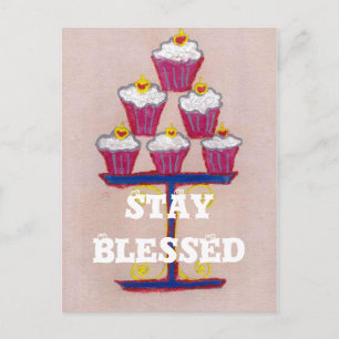Cupcake Art Print with Cherry and Pink Background Postcard