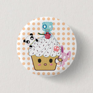Cupcake Attack! (>_<) 1 Inch Round Button