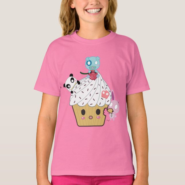 Cupcake Attack! (>_<) T-Shirt (Front)