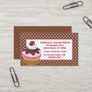 Cupcake aux Cartes de visite de boulangerie cerise