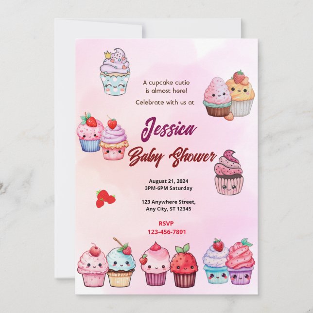 Cupcake Baby Shower Invitation (Front)