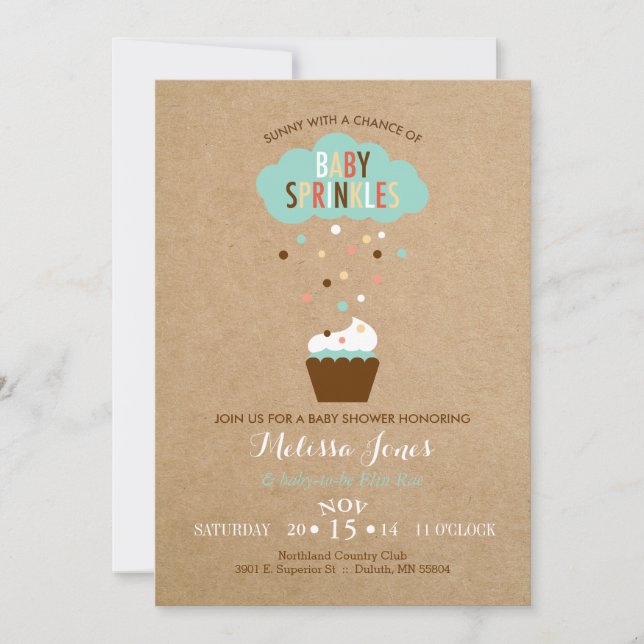 Cupcake Baby Sprinkle Baby Shower Invitation (Front)