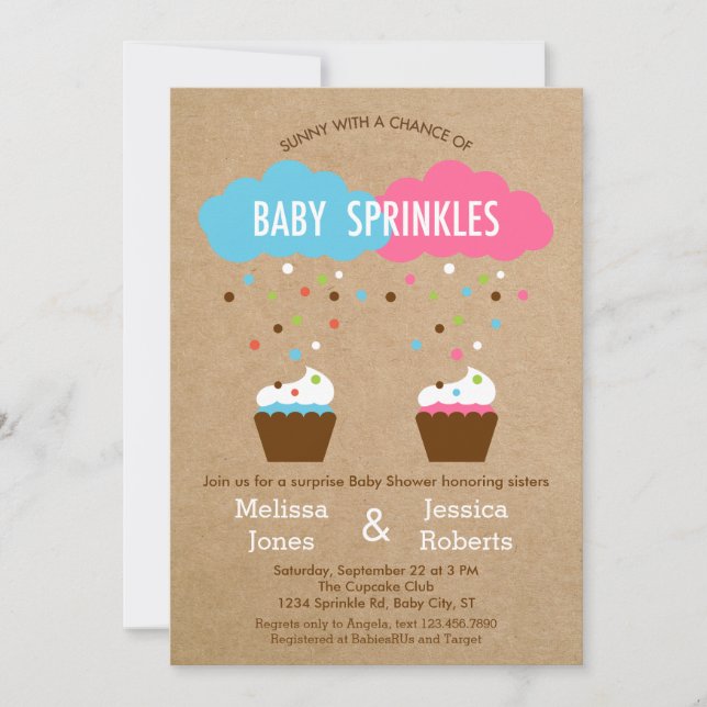 Cupcake Baby Sprinkle Baby shower Invitation (Devant)