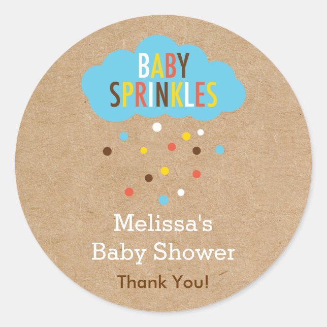 Cupcake Baby Sprinkle Baby Shower Sticker (Front)