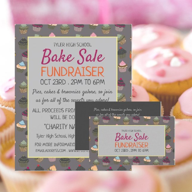 Cupcake Background, Charity Bake Sale Event Advert Flyer (Creator Uploaded)