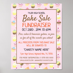 Cupcake Background, Charity Bake Sale Event Advert Poster