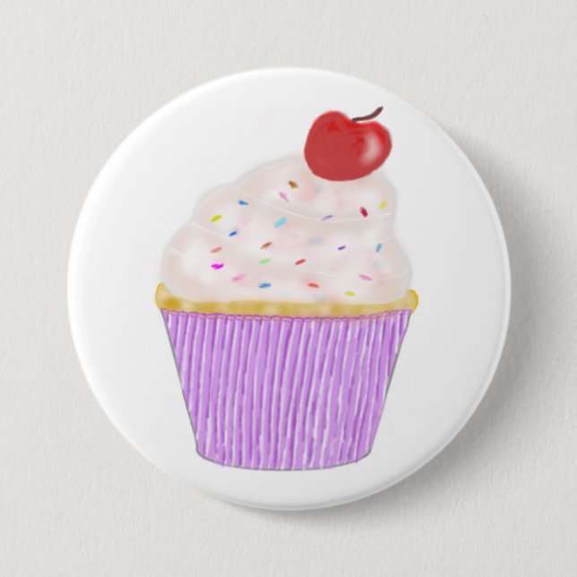 cupcake badge 3 inch round button (Front)