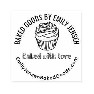 Cupcake Baked with Love Business Name Website #R Self-inking Stamp