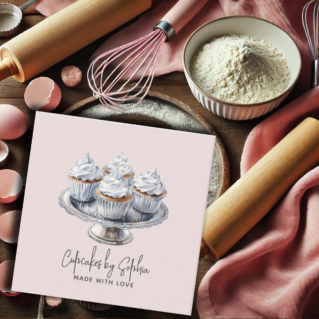 Cupcake Baker Bakery Chef Catering  Square Business Card (Creator Uploaded)