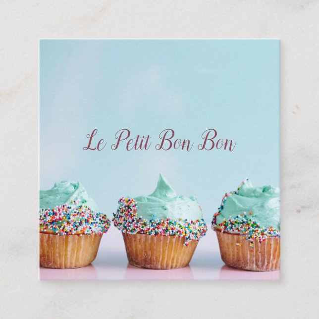 Cupcake Baker Bakery Pastry Chef Catering Square Business Card (Front)
