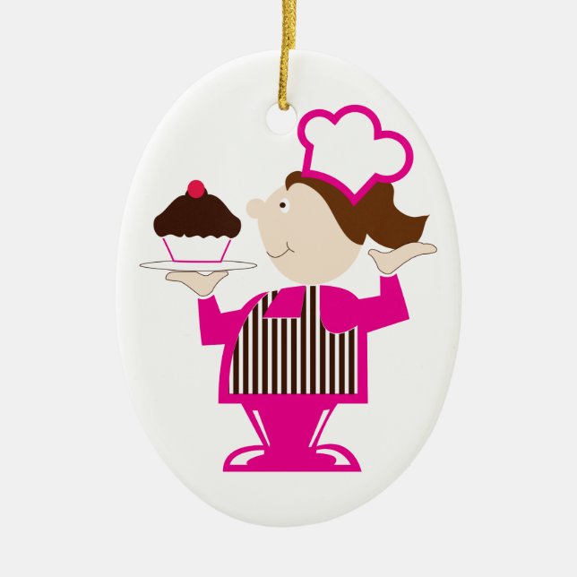 Cupcake Baker Ceramic Ornament (Front)