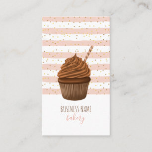 Cupcake Bakery Baker Pastry Chef Pink Stripes Bus Business Card