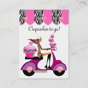 Cupcake Bakery Business Card Scooter Girl Zebra