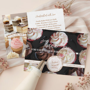 Cupcake Bakery Business Photo Thank You for Order Card