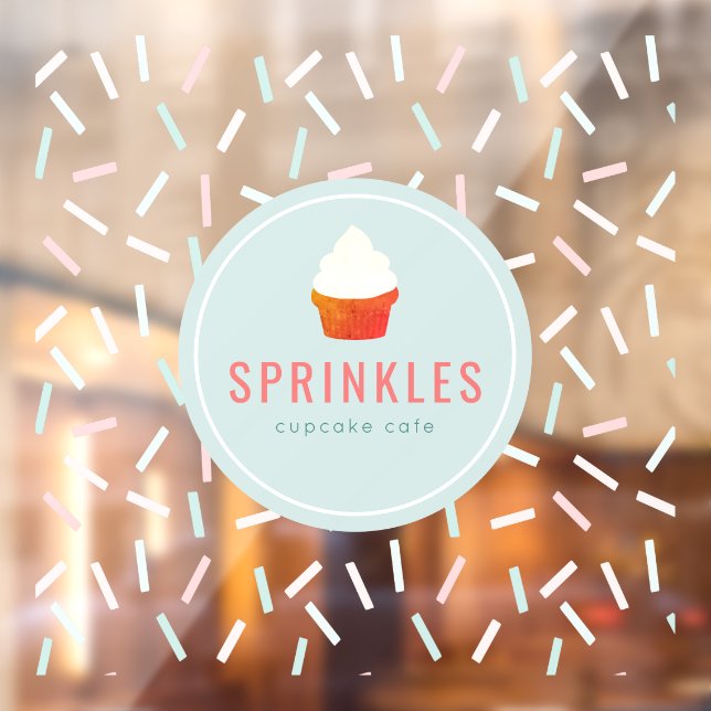 Cupcake Bakery Cakery Cafe Pastel Colour Sprinkle Window Cling (Sheet 2)