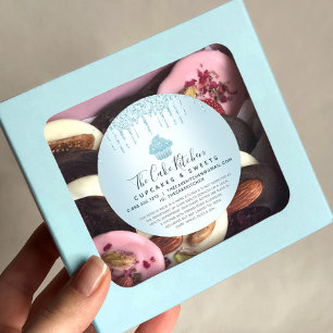Cupcake Bakery Chef Turquoise Glitter Drips Legal Classic Round Sticker
