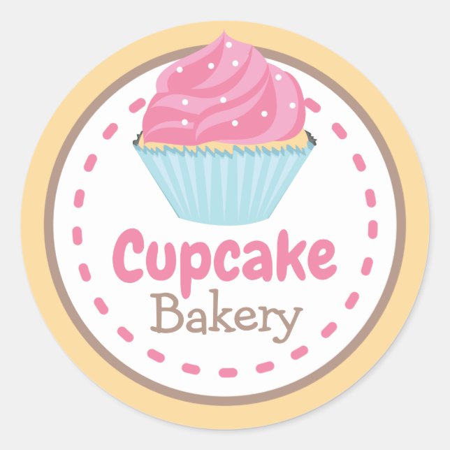 Cupcake Bakery Circle Sticker Label (Front)