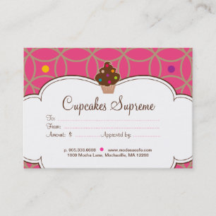 Cupcake Bakery Gift Certificate Dots Pink White