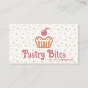 Cupcake Bakery Logo Polka Dot Pattern Business Card