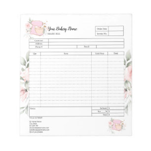 Cupcake Bakery Mixer Order Form Invoice  Notepad