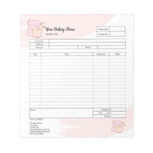 Cupcake Bakery Mixer Order Form Invoice  Notepad