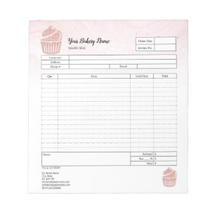 Cupcake Bakery Mixer Order Form Invoice  Notepad