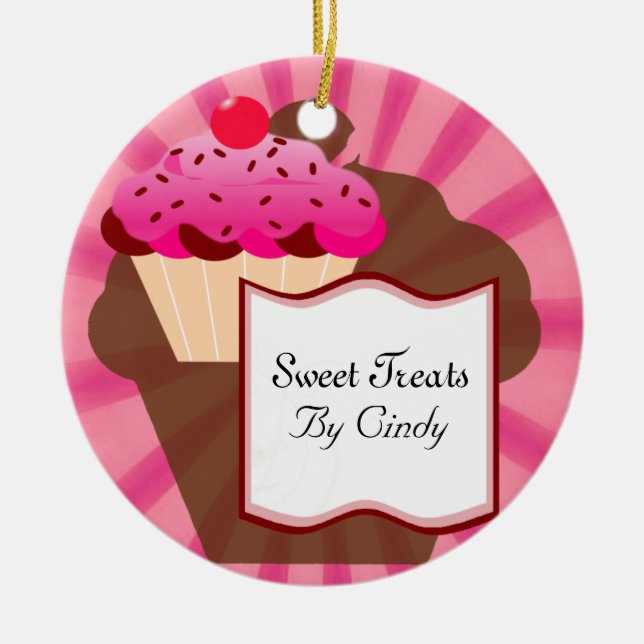 Cupcake Bakery Name Ceramic Ornament (Front)
