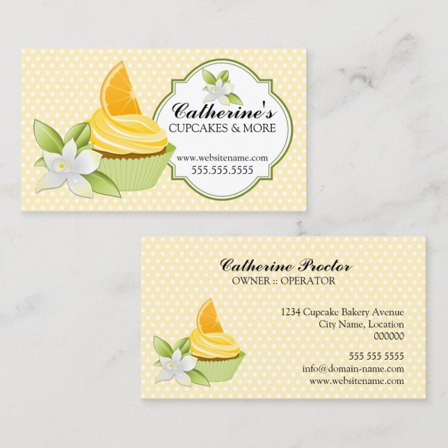 Cupcake Bakery Orange Slice Business Card (Front/Back)