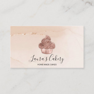 Cupcake Bakery Pastry Chef Blush Pink Rose Gold Business Card