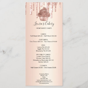 Cupcake Bakery Pastry Chef Glitter Drips Rose Gold Menu
