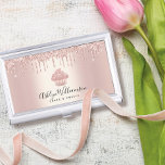 Cupcake Bakery Pastry Chef Rose Gold Glitter Drips Business Card Holder<br><div class="desc">Here’s a wonderful, trendy way to show off your brand. Present your best self to your clients, with this elegant, sophisticated, simple, and modern custom name business card holder. A sparkly, rose gold cupcake, script handwritten typography and glitter drips overlay a faux metallic rose gold ombre background. Personalize with your...</div>
