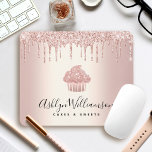 Cupcake Bakery Pastry Chef Rose Gold Glitter Drips Mouse Pad<br><div class="desc">Make a stylish impression with this elegant, sophisticated, simple, and modern custom name mousepad. A sparkly, rose gold cupcake, script handwritten typography and glitter drips overlay a faux metallic rose gold ombre background. Personalize with your full name, job title, or other info. Makes a chic, professional and fashionable statement for...</div>