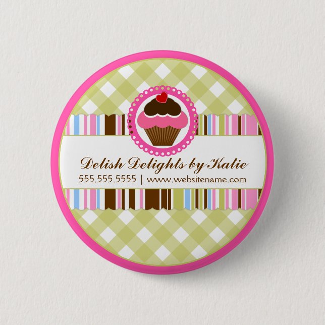 Cupcake Bakery Personalized 2 Inch Round Button (Front)
