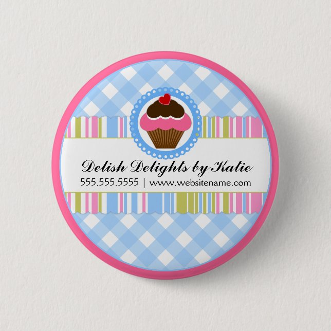Cupcake Bakery Personalized Button (Front)