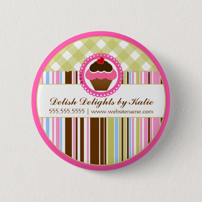Cupcake Bakery Personalized Button (Front)
