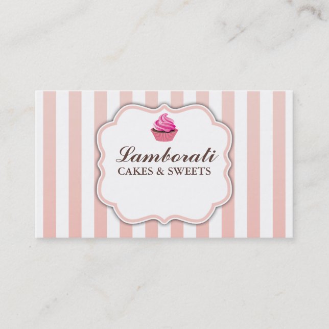 Cupcake Bakery Pink  Cute Elegant Modern Business Card (Front)