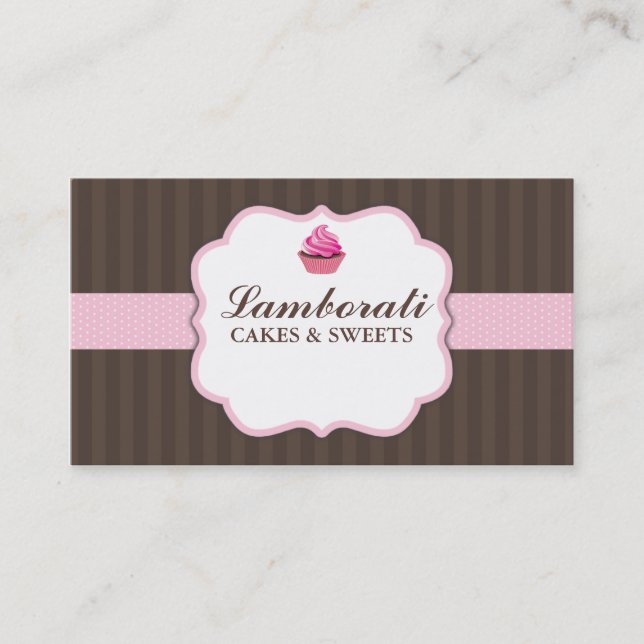 Cupcake Bakery Pink Elegant Modern Cute Business Card (Front)
