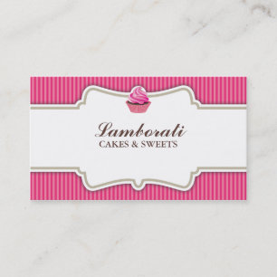 Cupcake Bakery Pink Elegant Modern Retro Business Card