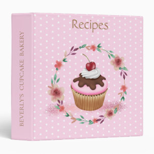 Cupcake Bakery Recipe Holder  3 Ring Binder
