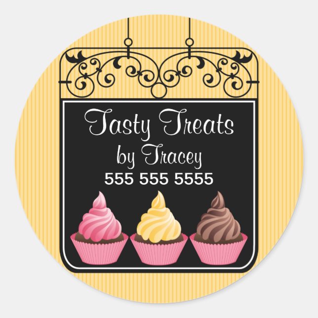 Cupcake Bakery Storefront Sign Stickers (Front)